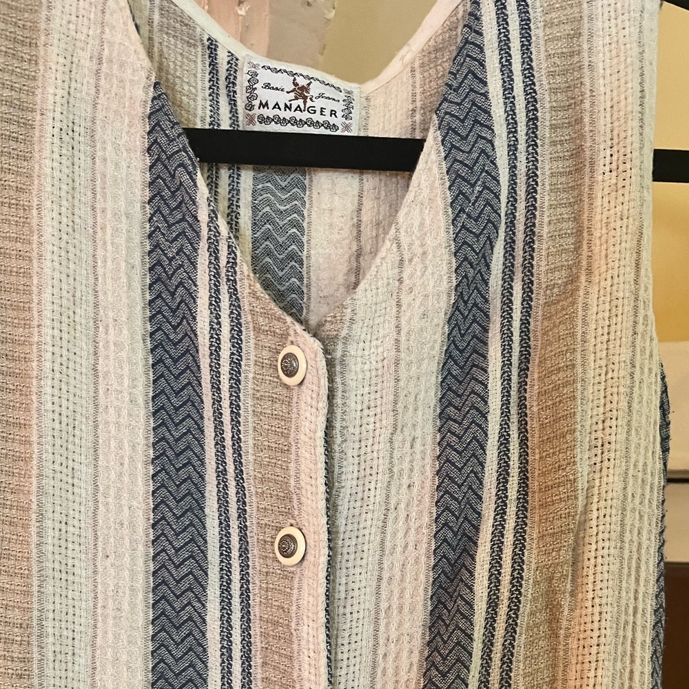 Linen striped button midi dress